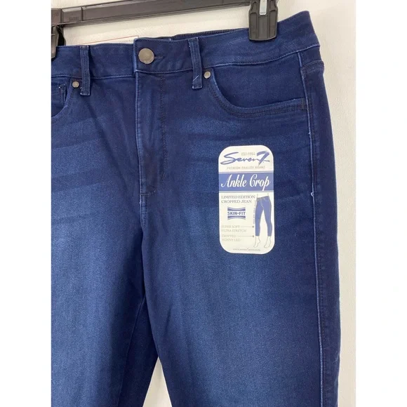 Seven7 size 14 Women’s Blue Denim High Rise Skinny Ankle Crop Jeans - Picture 3 of 6
